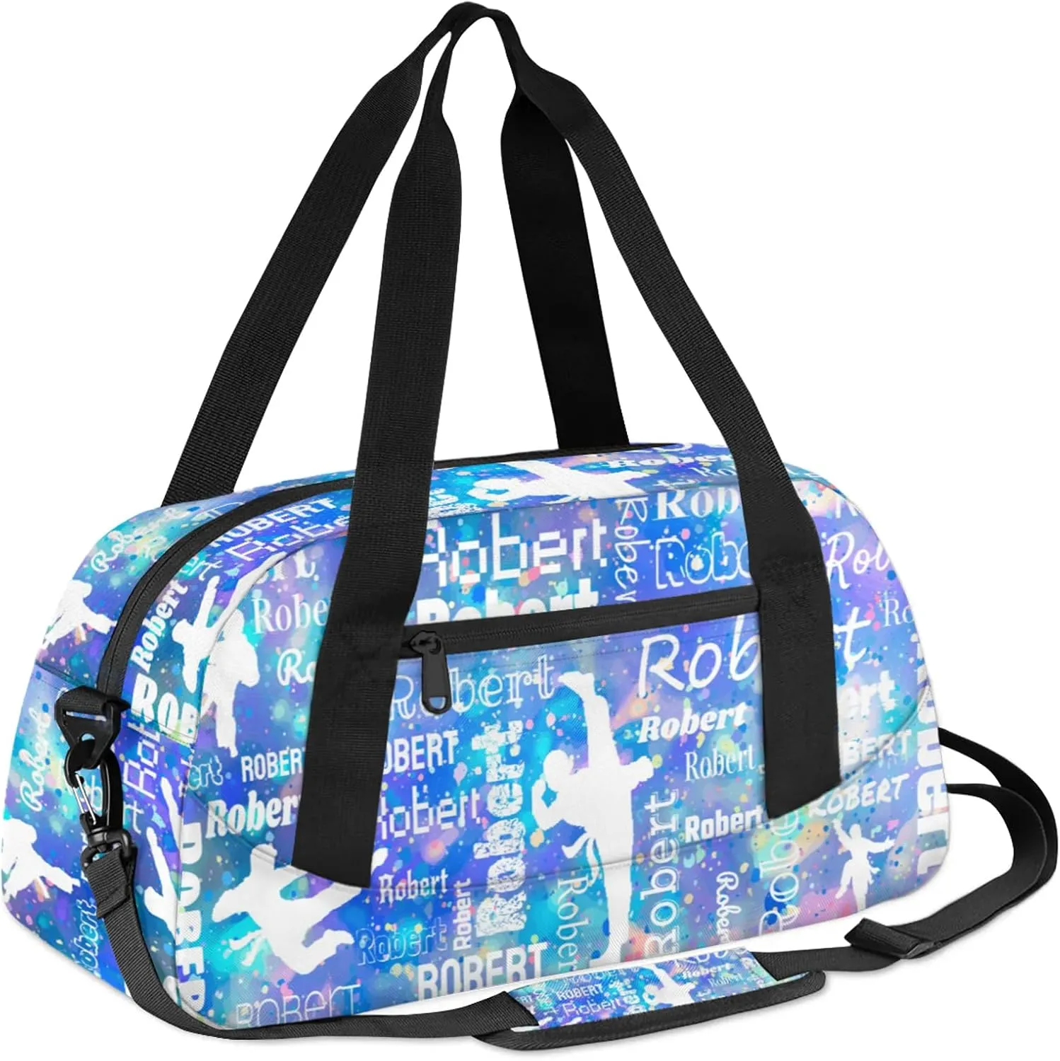 Personalized Karate Sport Duffel Bag Custom Sports Bag Travel Overnight Shoulder Bags Customized Gifts for Women Men Martial Art, Colorful Glitter