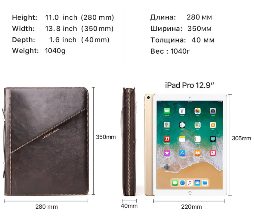 Personalized Leather iPad 12.9 Padfolio, Notebook Holde, Folder Organizer Briefcase, Gift for him/9774