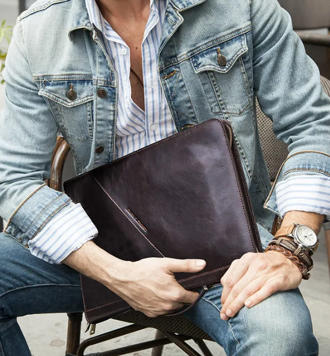 Personalized Leather iPad 12.9 Padfolio, Notebook Holde, Folder Organizer Briefcase, Gift for him/9774