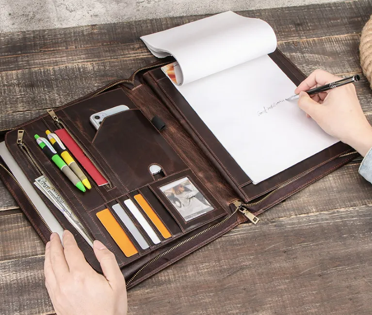 Personalized Leather iPad 12.9 Padfolio, Notebook Holde, Folder Organizer Briefcase, Gift for him/9774