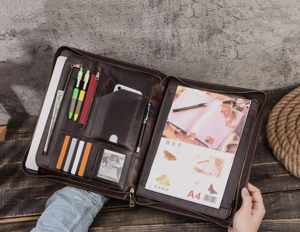 Personalized Leather iPad 12.9 Padfolio, Notebook Holde, Folder Organizer Briefcase, Gift for him/9774