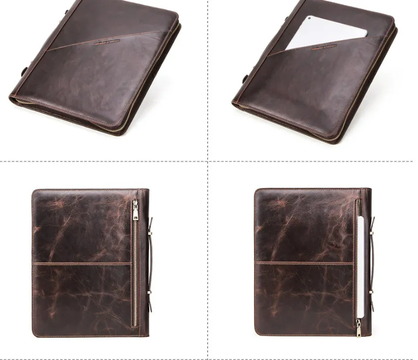 Personalized Leather iPad 12.9 Padfolio, Notebook Holde, Folder Organizer Briefcase, Gift for him/9774