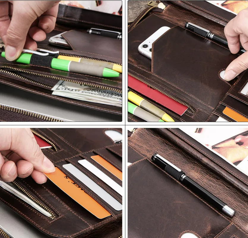 Personalized Leather iPad 12.9 Padfolio, Notebook Holde, Folder Organizer Briefcase, Gift for him/9774
