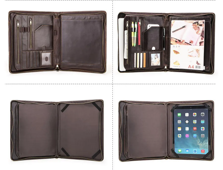 Personalized Leather iPad 12.9 Padfolio, Notebook Holde, Folder Organizer Briefcase, Gift for him/9774