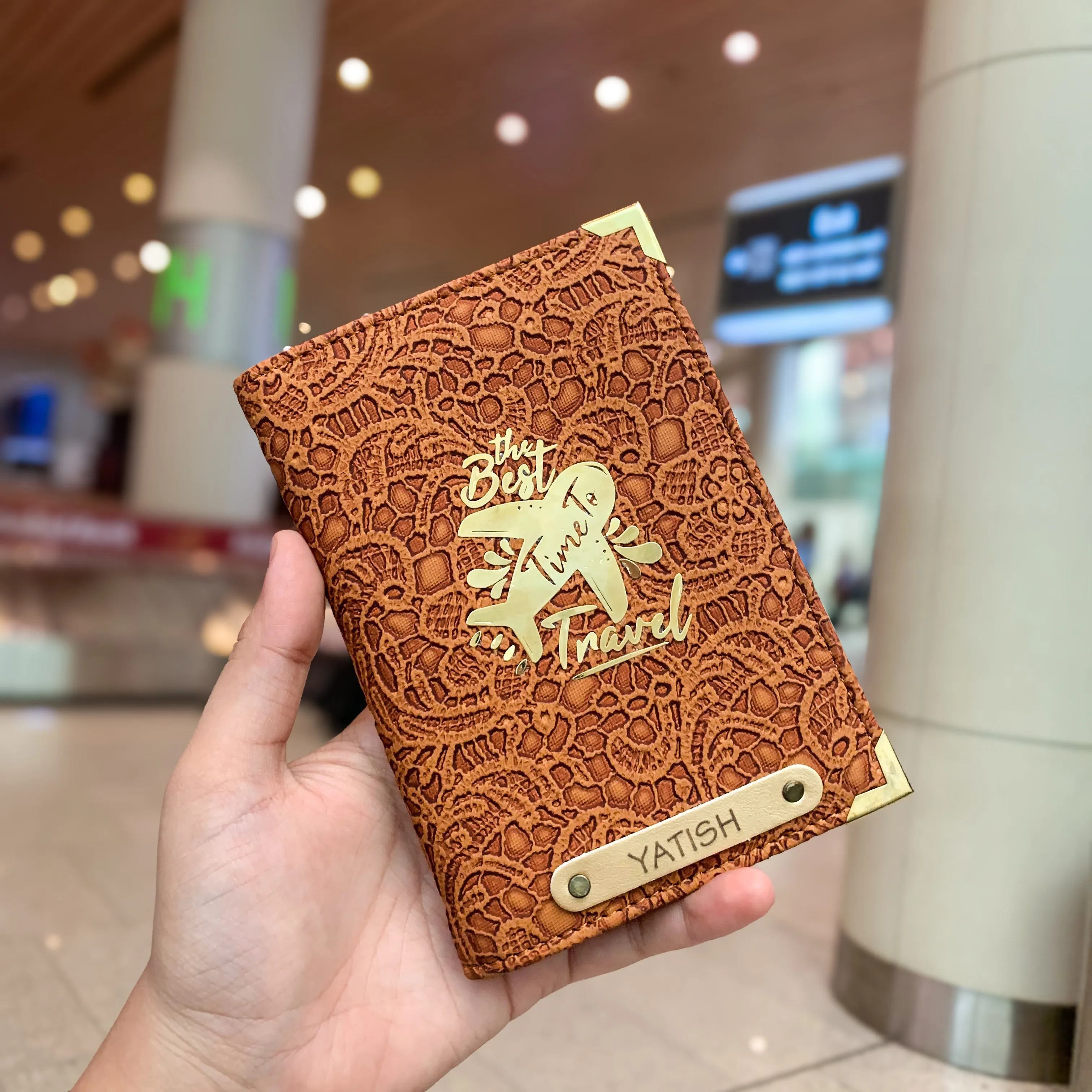 Personalized Passport Cover - Glided Grace White