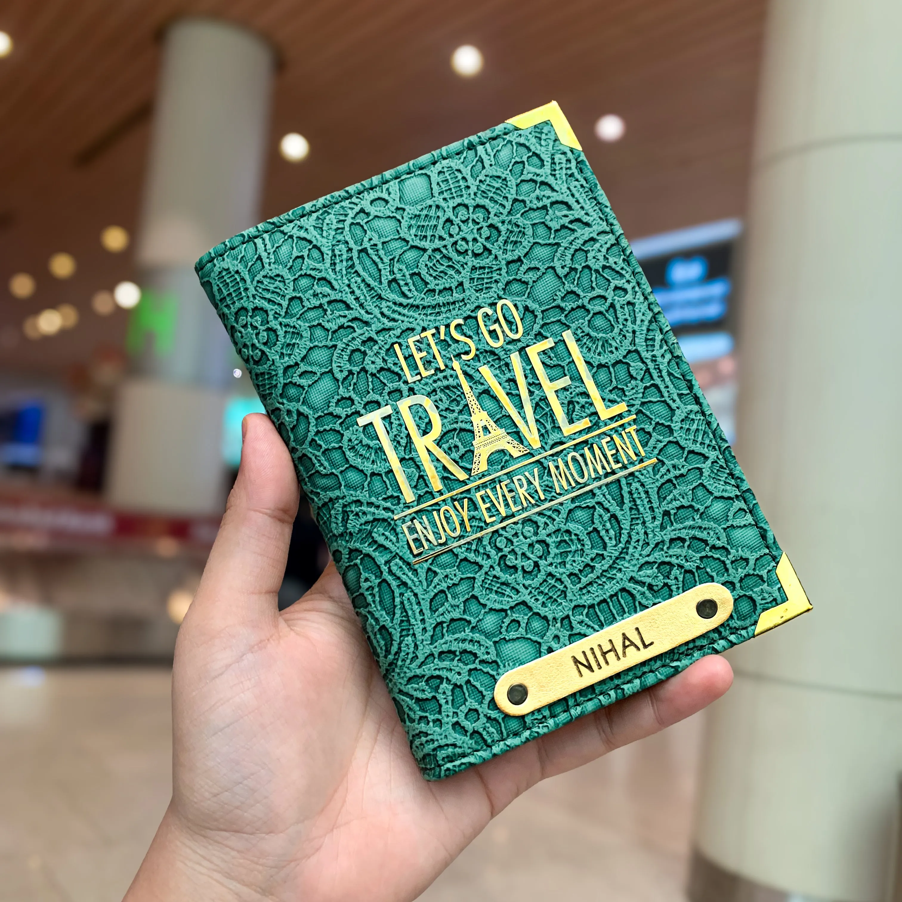 Personalized Passport Cover - Glided Grace White