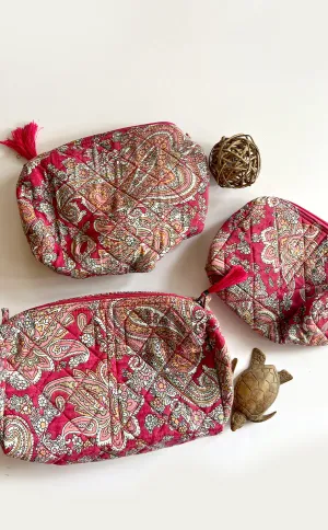 Pink Paisley Pouch - Set of 3