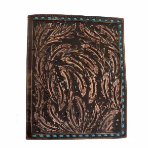 PORT34 - Brown Vintage Feather Tooled Portfolio