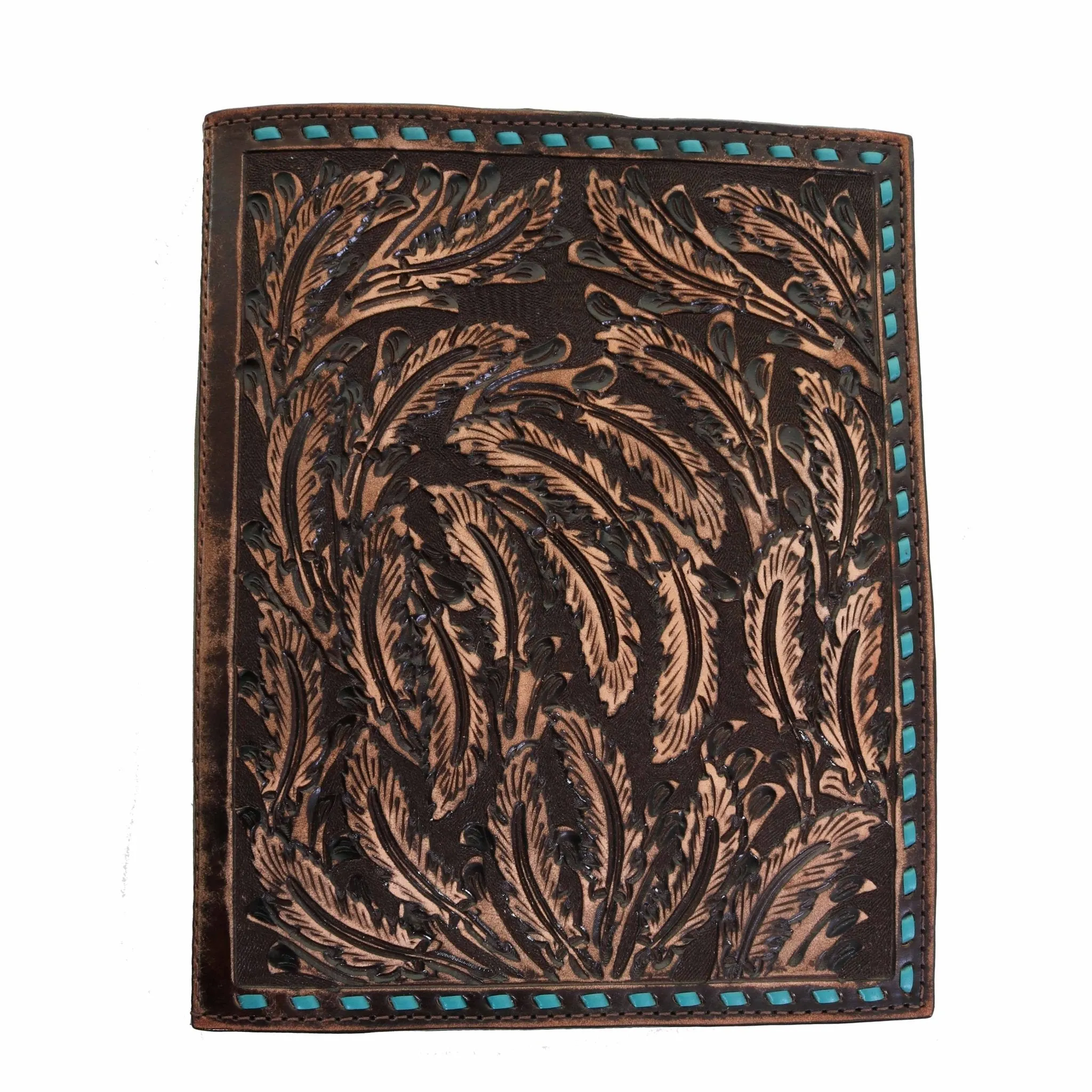 PORT34 - Brown Vintage Feather Tooled Portfolio
