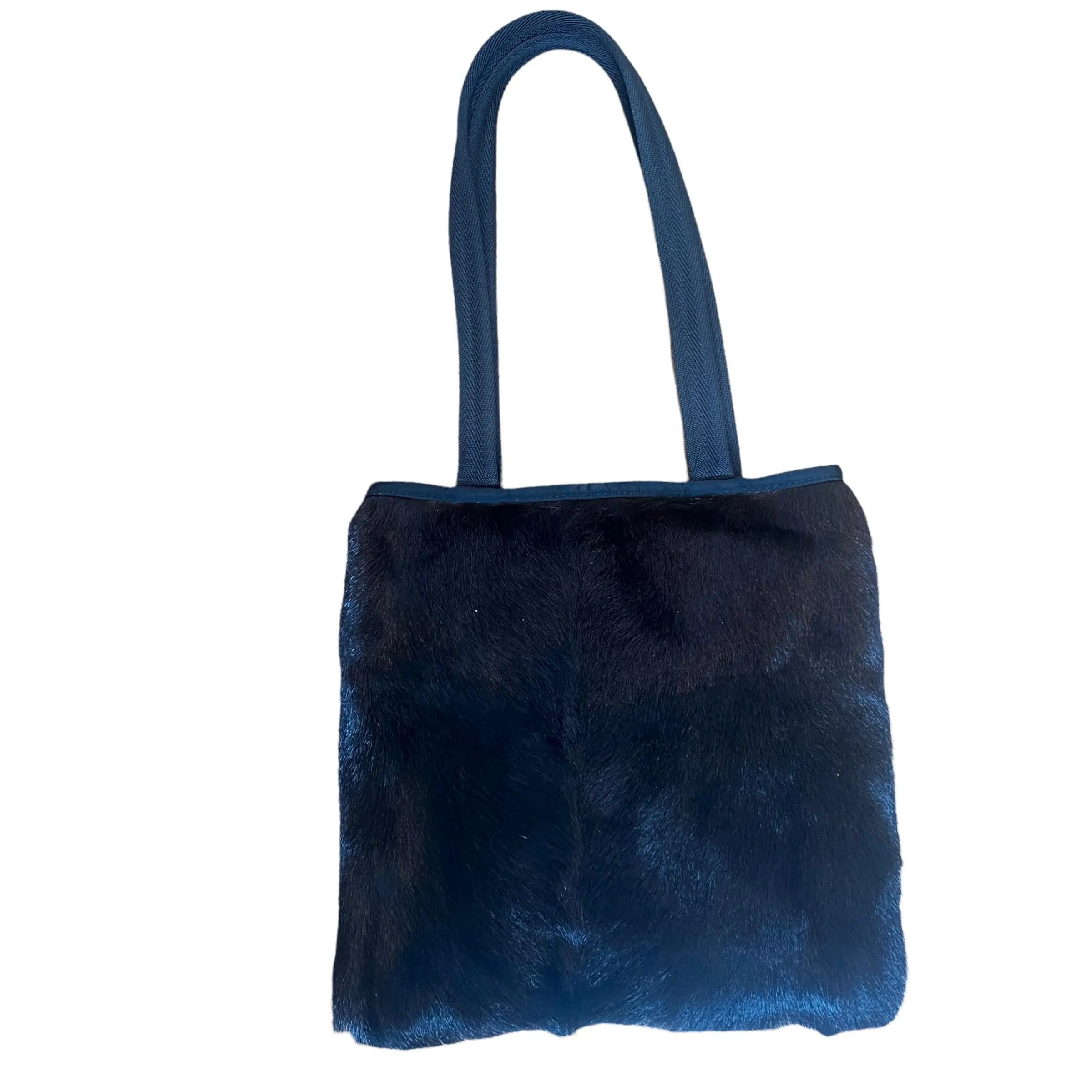PRADA SPORT Black Nylon Fur Mini Tote Bag