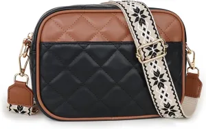 Prite Quilted Crossbody Bag for Women, Vegan Leather Handbag with Shoulder Strap, Small Purse with Card Slots