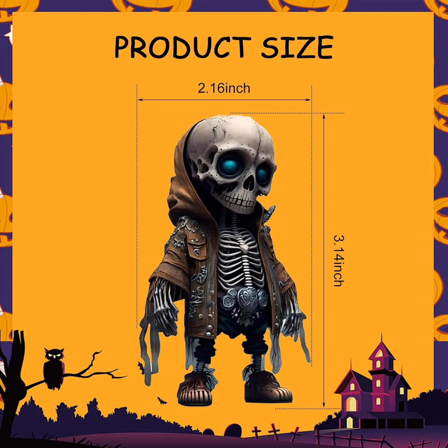 Rear View Mirror Ornament, Acrylic Skull Figurines Hanging Pendant, Swing Spooky Skeleton Statue Interior Accessories, Universal for Most Cars Backpack Decoration (Black #01)