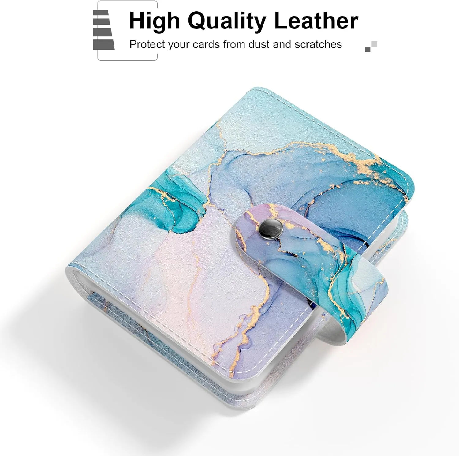 Rouidr Business Card Organizer, RFID Business Card Holder, Small Slim Leather Cards Book, Pocket Name Card Holder Wallet for Women, Colorful Ink Marble