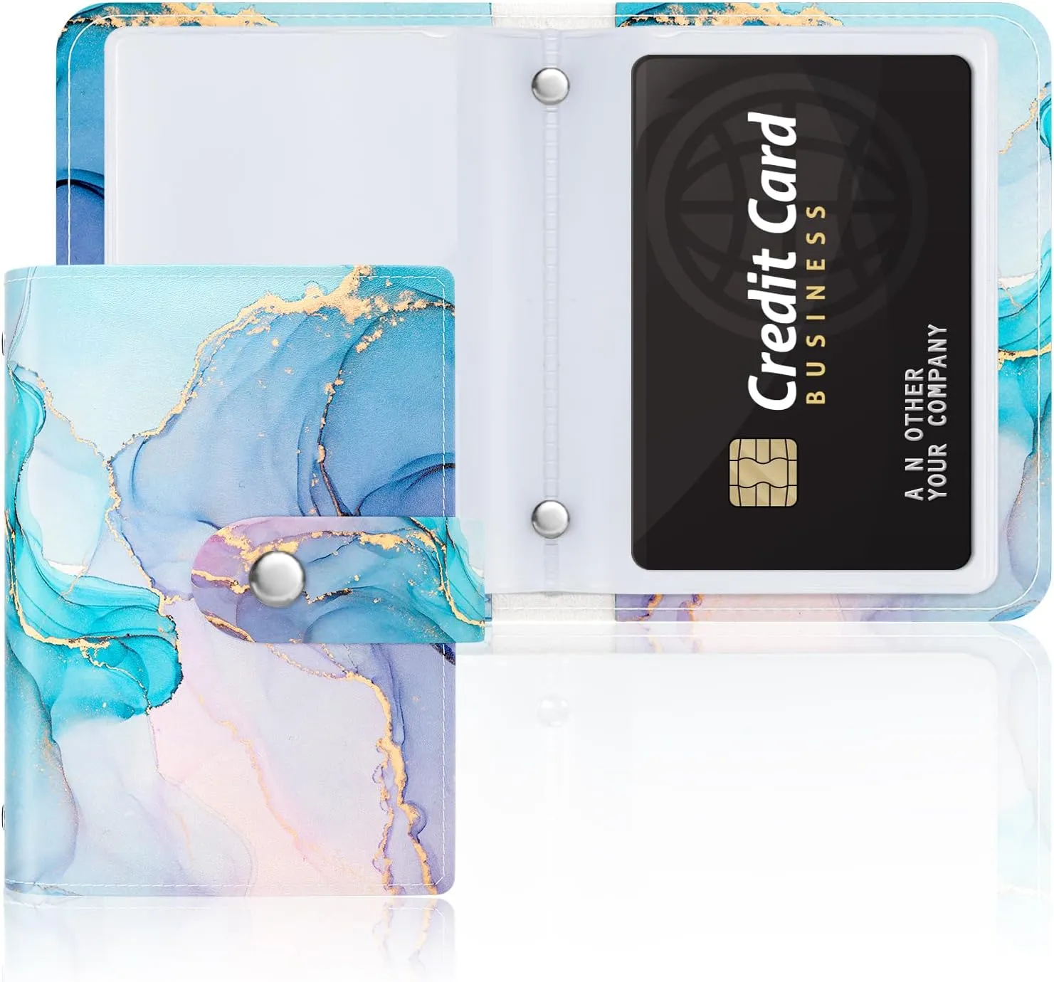 Rouidr Business Card Organizer, RFID Business Card Holder, Small Slim Leather Cards Book, Pocket Name Card Holder Wallet for Women, Colorful Ink Marble