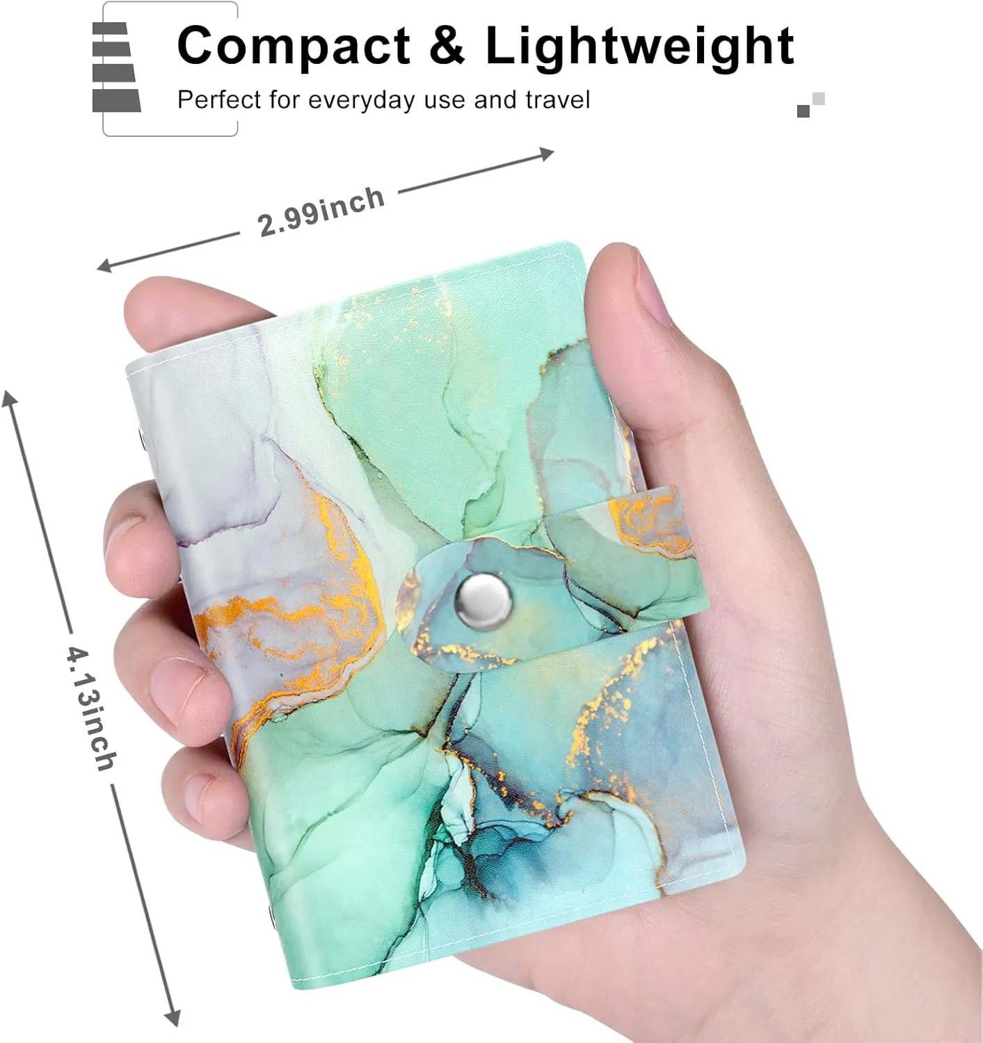 Rouidr Business Card Organizer, RFID Business Card Holder, Small Slim Leather Cards Book, Pocket Name Card Holder Wallet for Women, Green Ink Marble