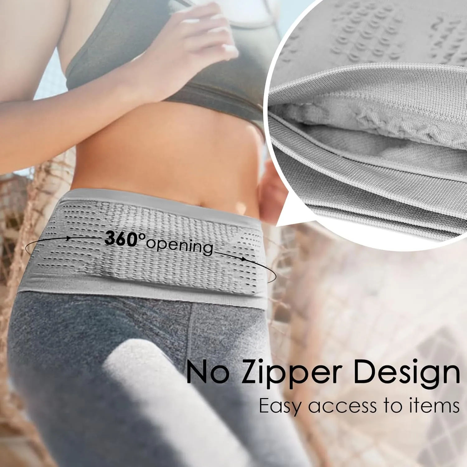 Slim Running Belt, Hidden Fanny Pack for Men Women, Travel Running Waist Pack for Money and Passport