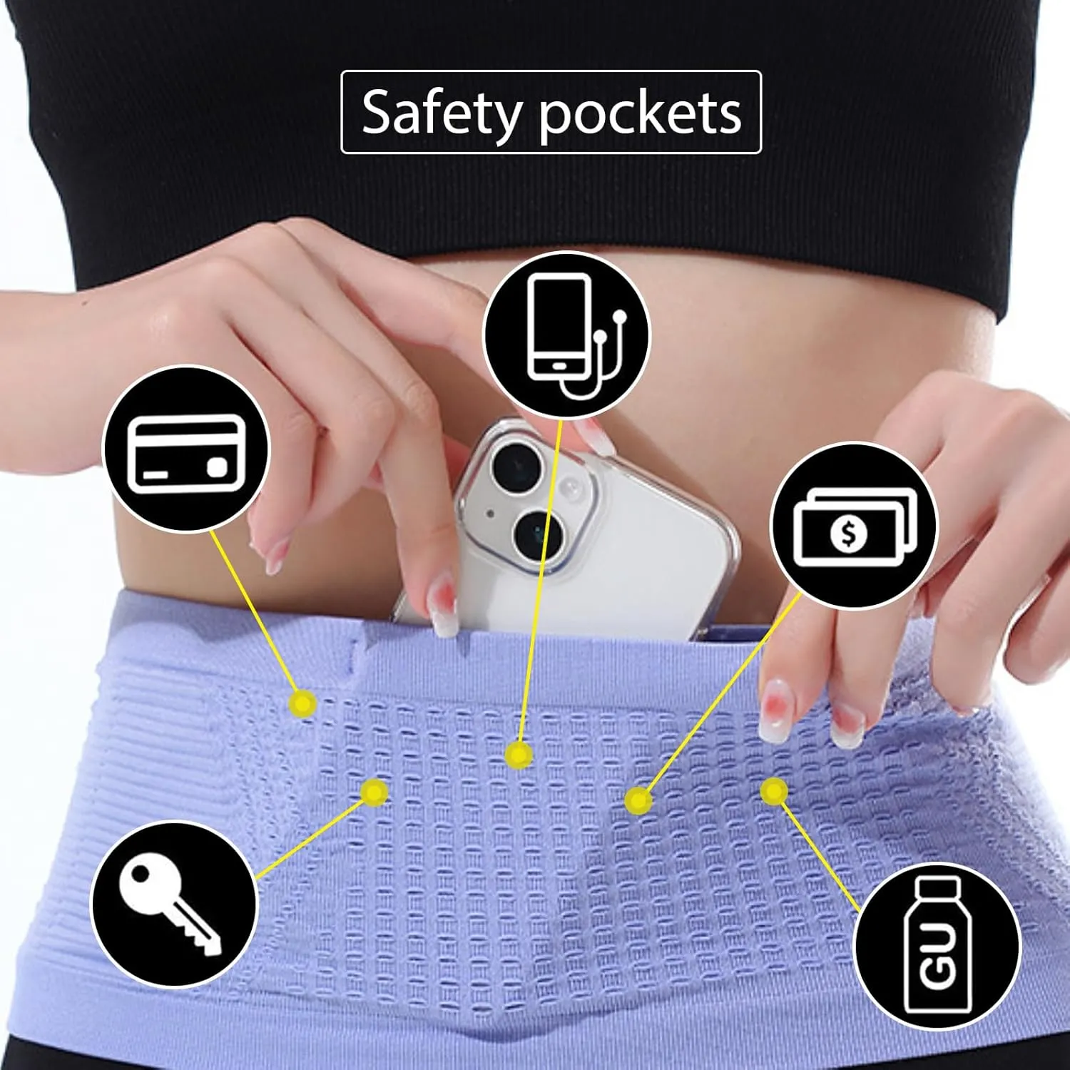 Slim Running Belt, Hidden Running Belt Fanny Pack for Men Women, Travel Running Waist Belt for Money and Passport (Purple, X-Small)