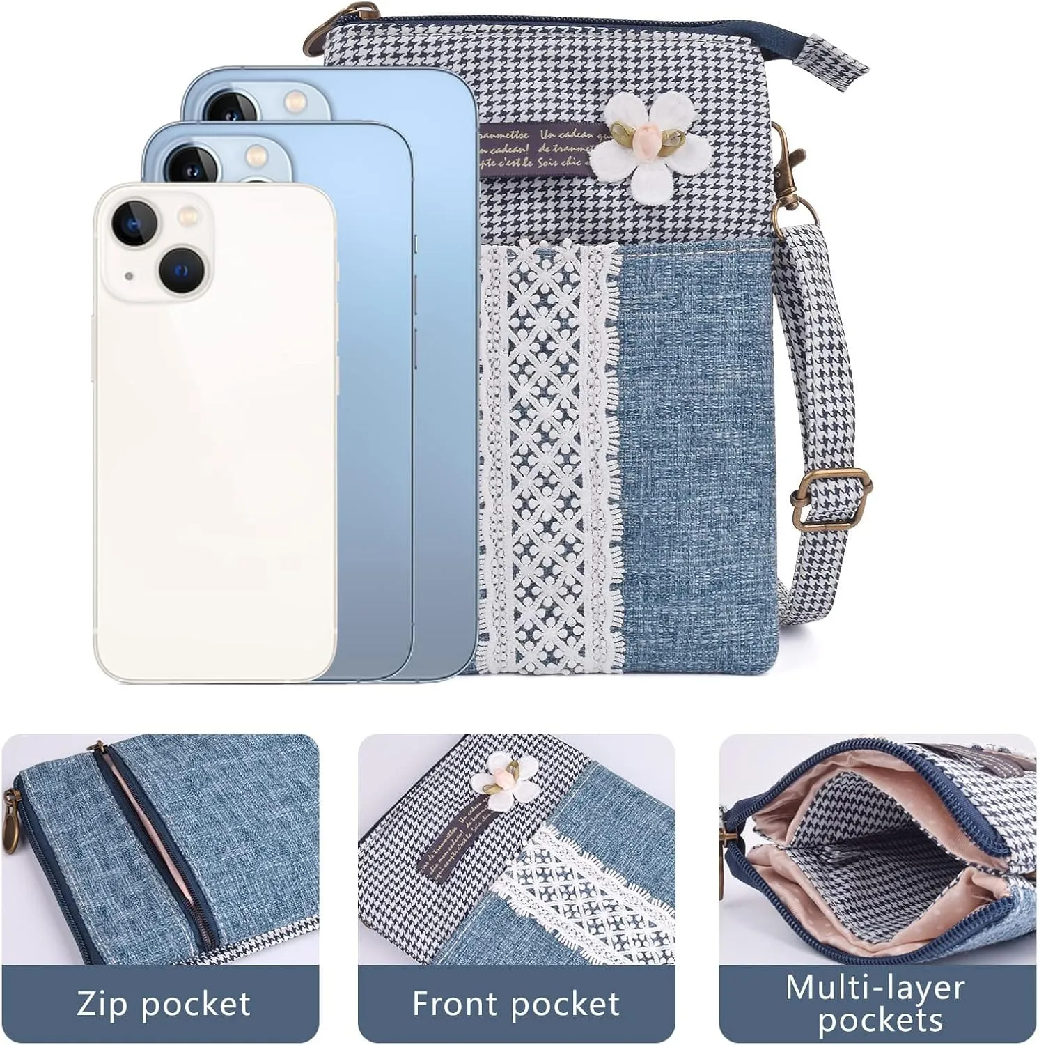 Small Crossbody Bag for Women Mobile Phone Purse National Pattern Shoulder Bag Handbags Coin Pouch for Women