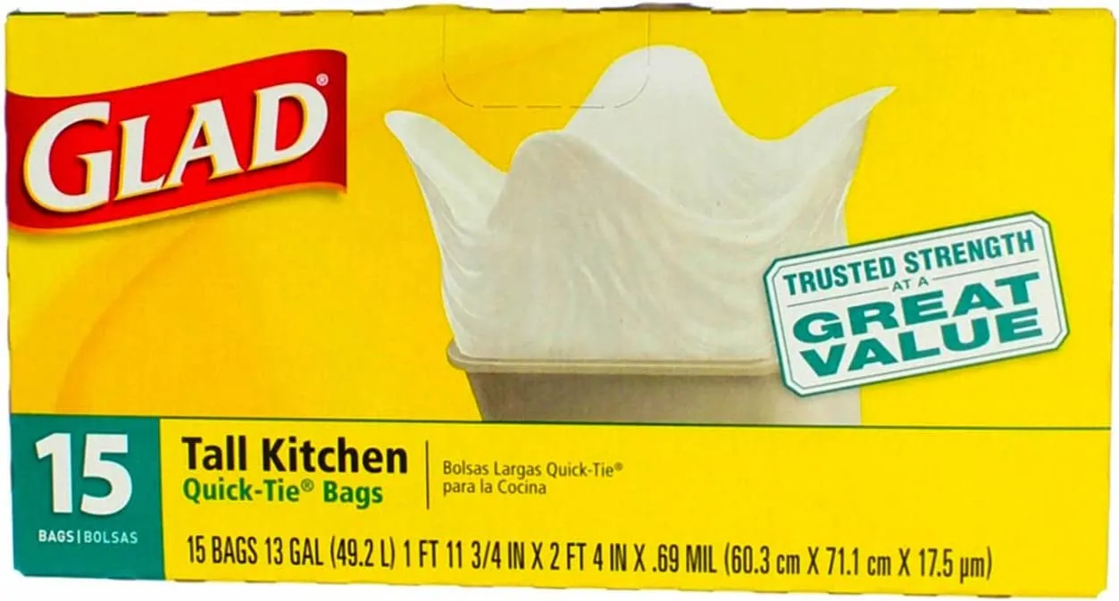Tall Kitchen Drawstring Refuse Bags - 15 Ct (Case of 6)