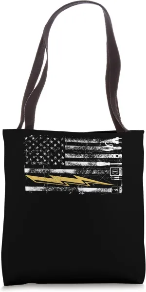 USA Flag Electrician Voltage Lineman Circuit Cable Tote Bag