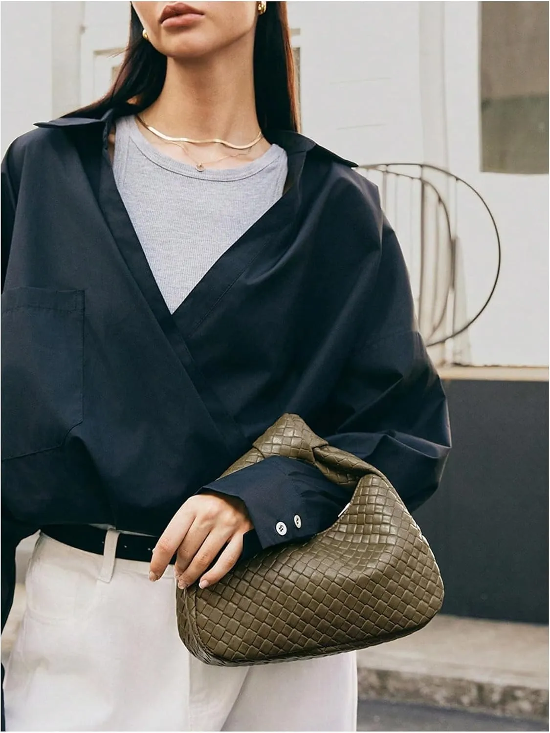 Verdusa Women's Hobo Bags Ruched PU Leather Handbag Clutch Purses Dumpling Pouch Bag