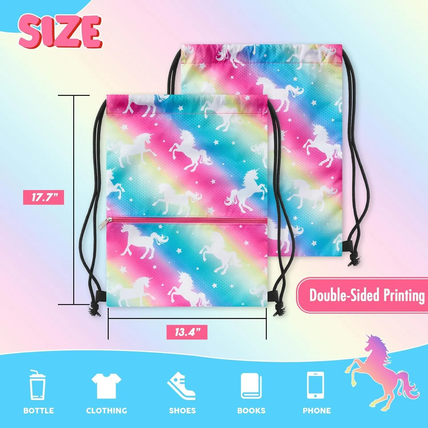 WAWSAM Drawstring Backpack - Drawstring Bags for Kids Swim Bag for Beach