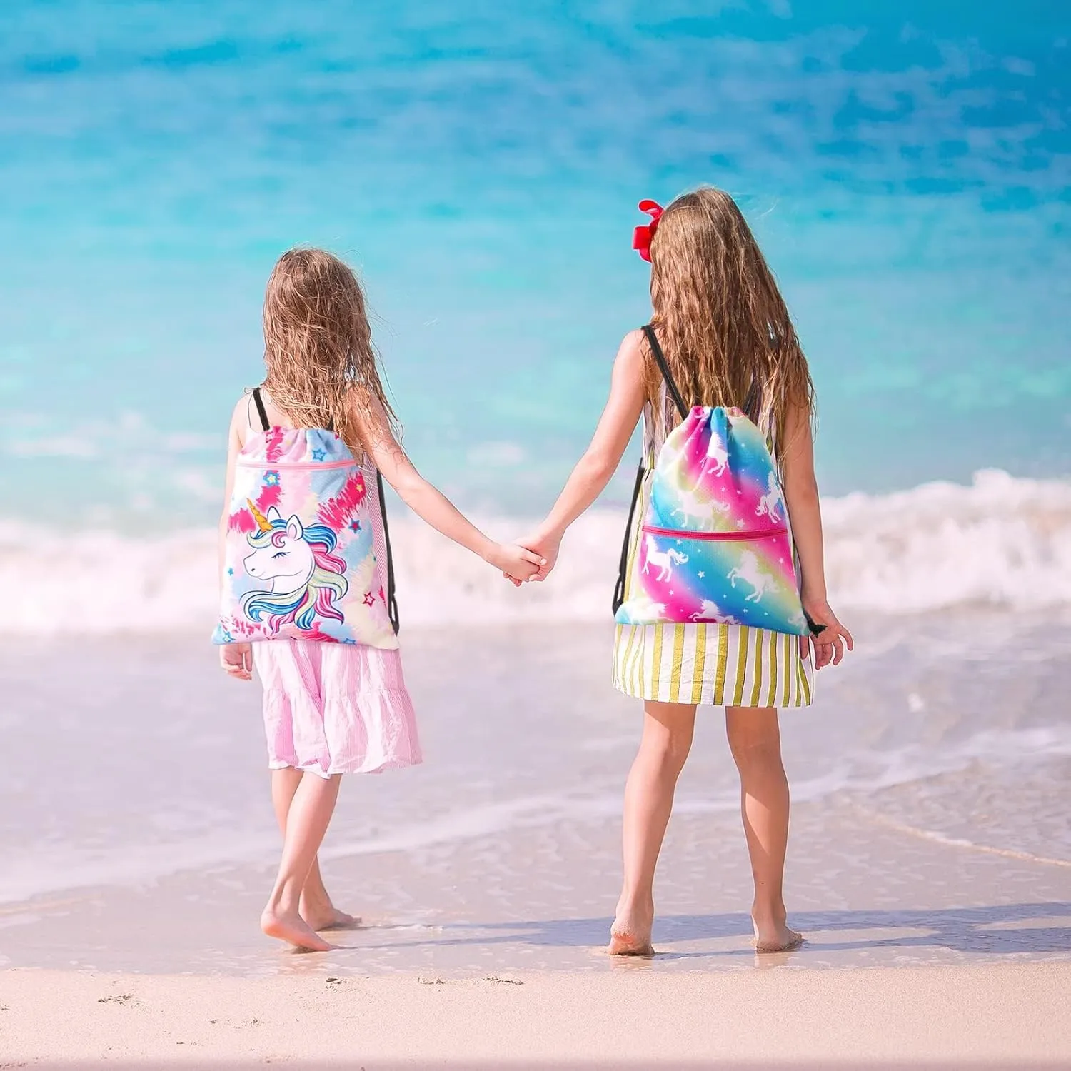 WAWSAM Drawstring Backpack - Drawstring Bags for Kids Swim Bag for Beach