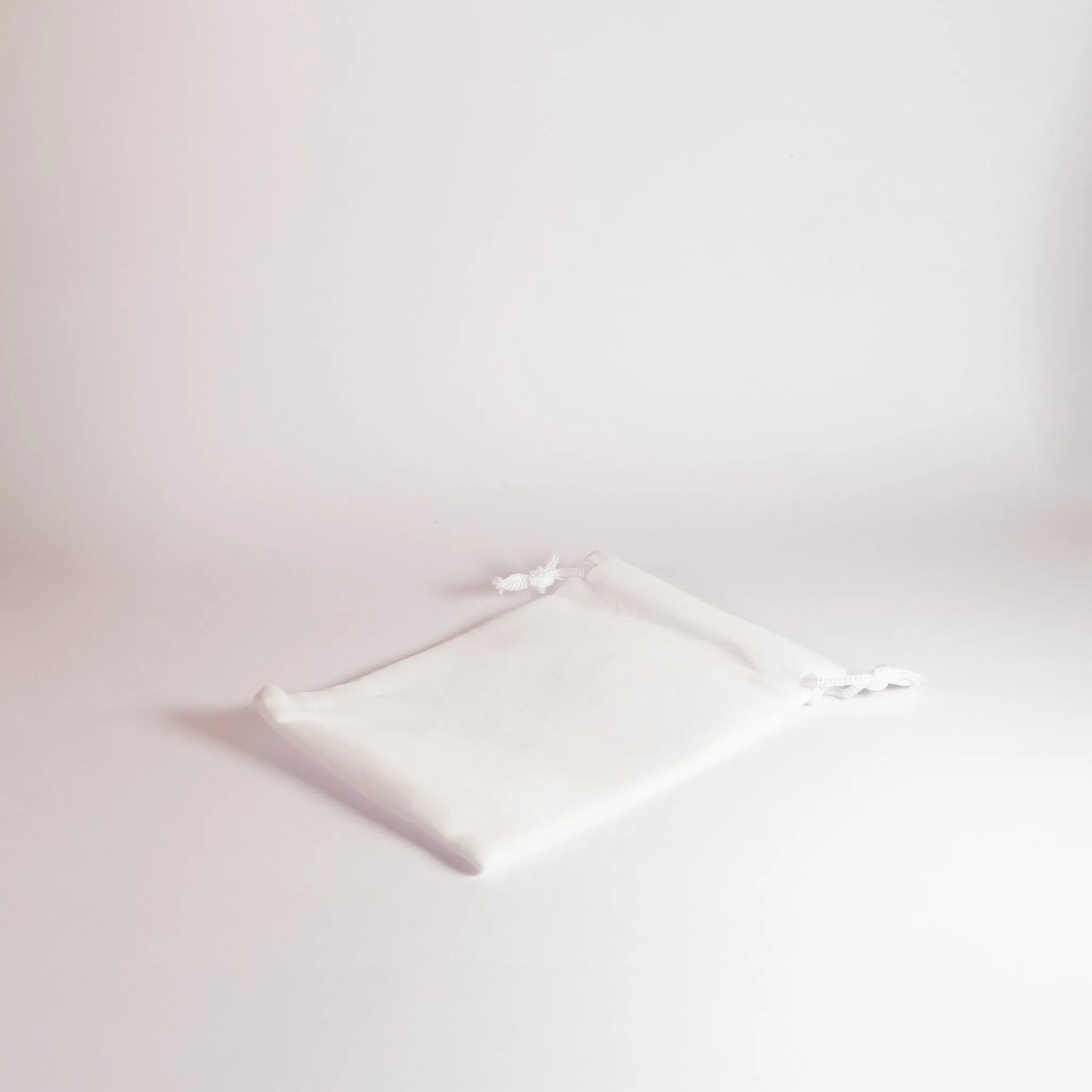 White Velvet 12x9cm Drawstring Bag